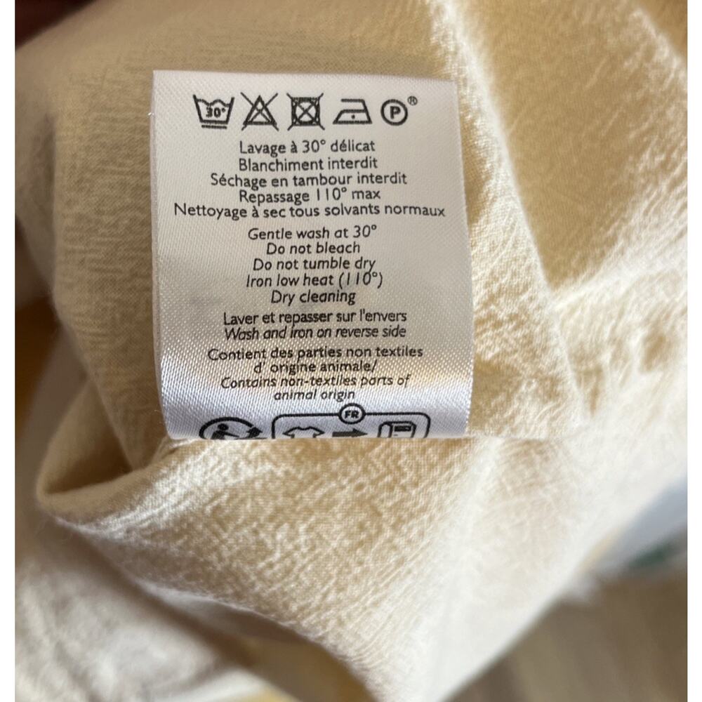 Sezane Maxy Top Shirt Oversized Beige Fits 16 & Up Floral Embroidered Button Up - Picture 15 of 15